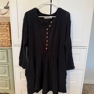 Free People FP Beach Blossom Button Up Shirt Dress Stretch Cotton Size M